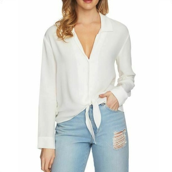 1. State Tops - NWT 1. State Cream Tie Front Blouse Size X-Large